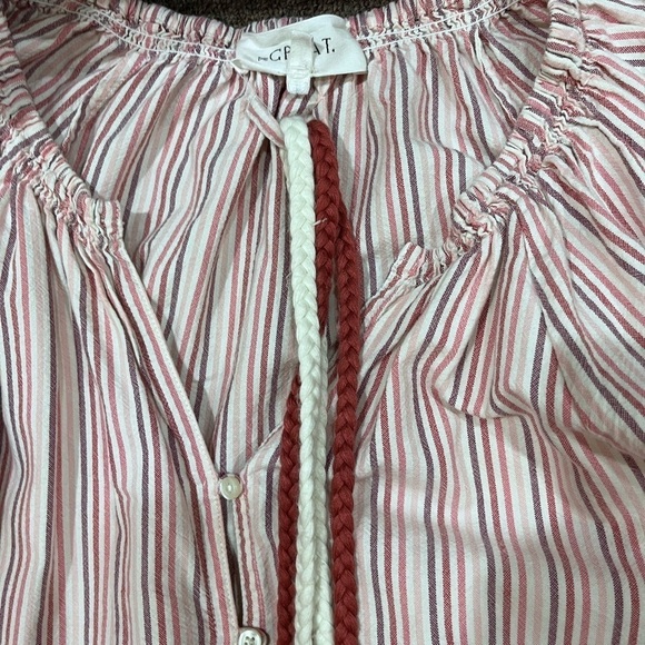 The GREAT Women’s Derby Cotton Oversize Midi Dress In Sunset Stripe 2 Med New - Picture 6 of 15